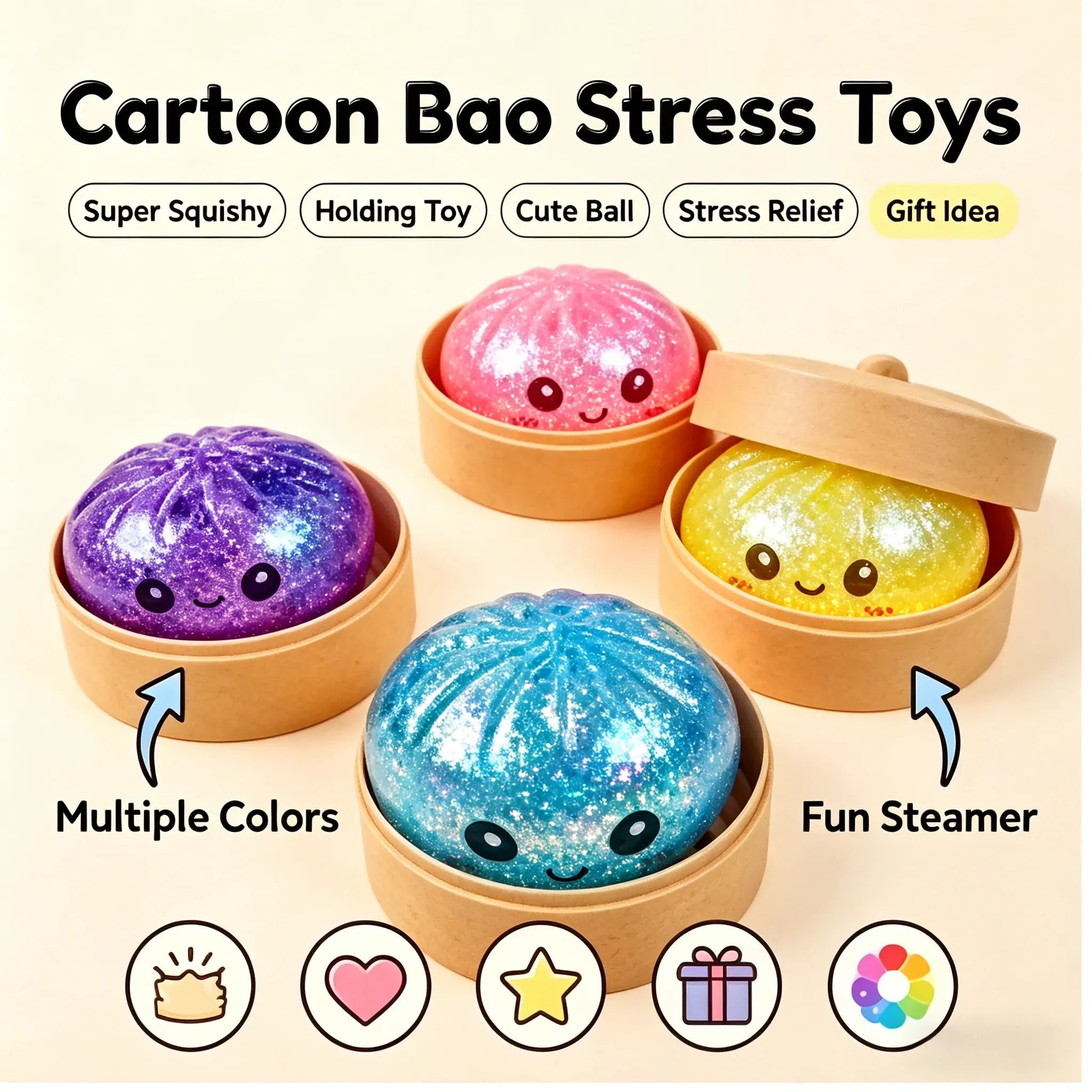 SqueezySquishy Steamed Bun Squeeze Toy